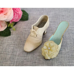 Vintage 1999 Nostalgia Popular Imports Antique Style Womens Boot Shoes Set‎ Of 2